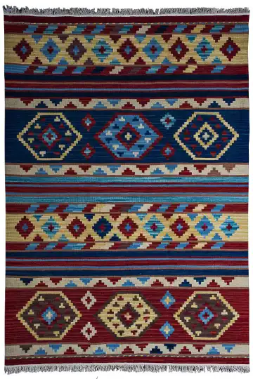 Ковёр Килим 10058 — красный и синий, геометрический рисунок