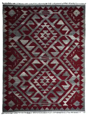 Ковёр Килим 10075 — бордовый и бежевый, геометрический рисунок