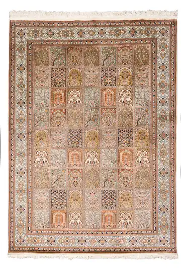Ковёр Кашмир 10245 — кремовый и коричневый, сюжетный рисунок