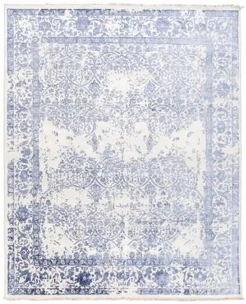 Ковёр Bliss 10409 — синий и белый, растительный рисунок