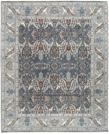 Ковёр Bidjar 10411 — синий и белый, с медальоном