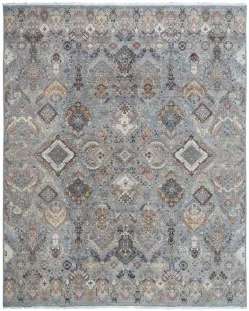 Ковёр Pearl 10444 — серый и голубой, с медальоном
