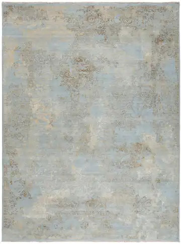 Ковёр Illusion 10600 — голубой и золотистый, винтажный рисунок