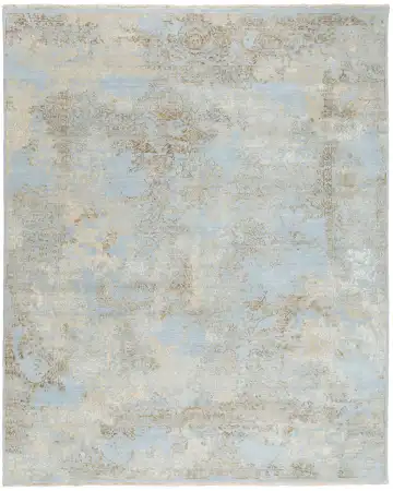 Ковёр Illusion 10606 — голубой и кремовый, с медальоном