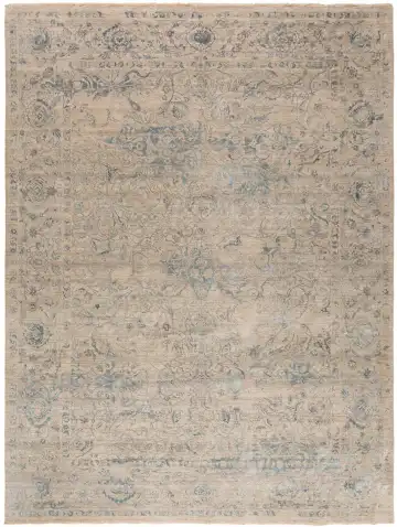 Ковёр Illusion 10760 — кремовый и голубой, с медальоном