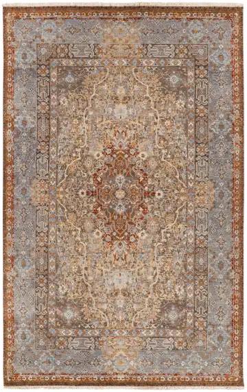 Ковёр Bliss 10860 — голубой и красный, с медальоном