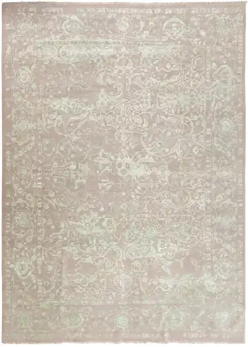 Ковёр Illusion 10870 — розовый и белый, растительный рисунок