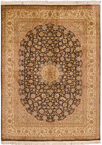 Ковёр Кашмир 10963 — чёрный и коричневый, с медальоном