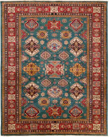 Ковёр Казах 11002 — синий и красный, восточный орнамент