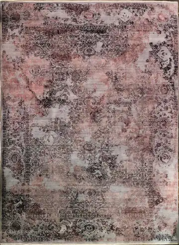 Ковёр Illusion 11052 — розовый и серый, с медальоном