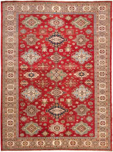 Ковёр Казах 11103 — красный и оранжевый, с медальоном