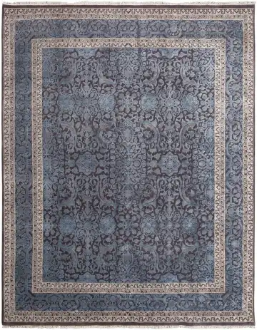 Ковёр Агра 11108 — синий и кремовый, растительный рисунок