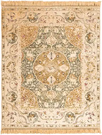 Ковёр Rug Star by J.Dahlmanns 11302 — кремовый и зелёный, с медальоном