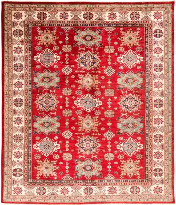 Ковёр Казах 11555 — красный и кремовый, с медальоном
