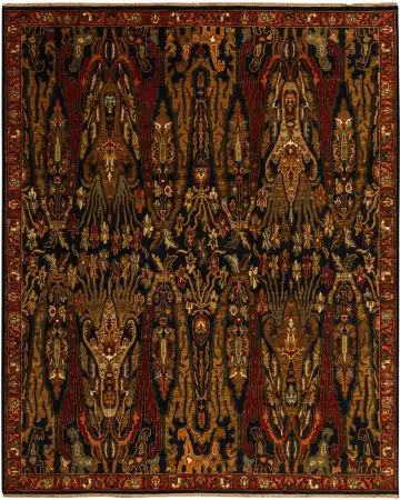 Ковёр Bidjar 11618 — бордовый и золотистый, восточный орнамент
