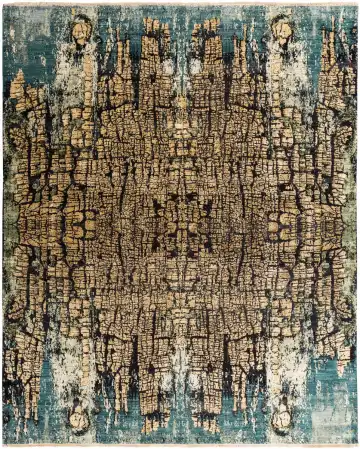 Ковёр Dazzle 11715 — голубой и золотистый, абстрактный рисунок