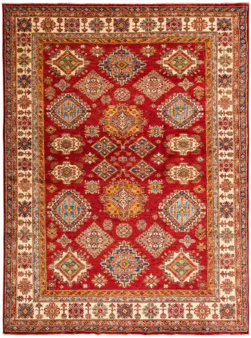 Ковёр Казах 12125 — красный и кремовый, с медальоном