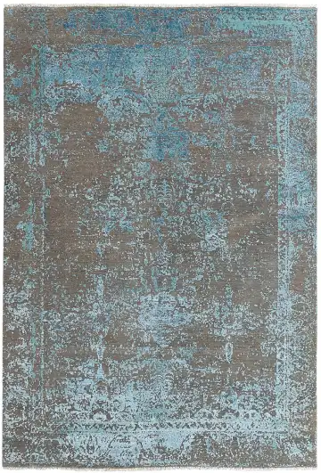 Ковёр Bliss 12234 — голубой и коричневый, с медальоном