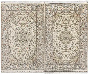 Ковёр Кум 12321 — кремовый и коричневый, с медальоном
