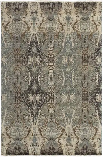 Ковёр Dazzle 12325 — кремовый и серый, с медальоном