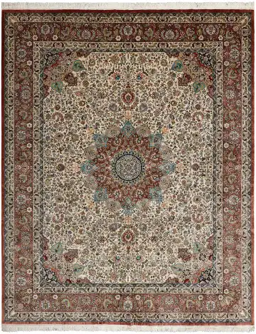 Ковёр Хереке 12444 — коричневый и кремовый, с медальоном