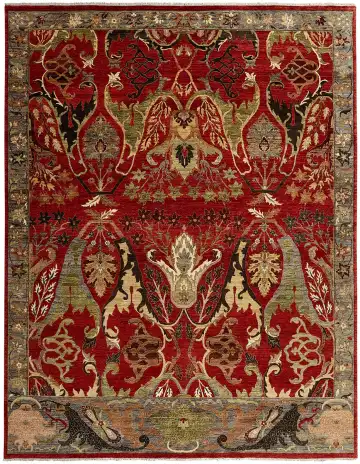 Ковёр Bidjar 12456 — красный и золотистый, восточный орнамент