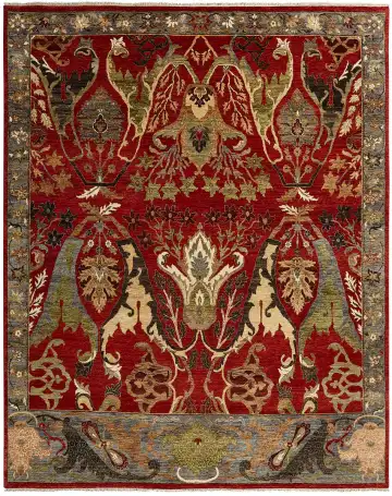 Ковёр Bidjar 12459 — красный и золотистый, восточный орнамент