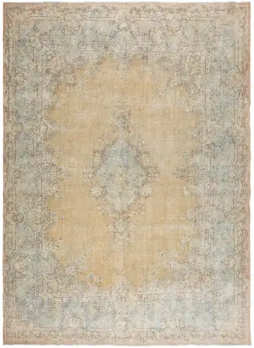 Ковёр Vintage 12536 — жёлтый и синий, с медальоном