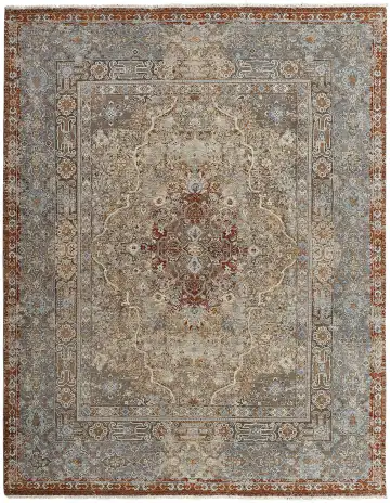 Ковёр Bliss 12641 — голубой и коричневый, растительный рисунок