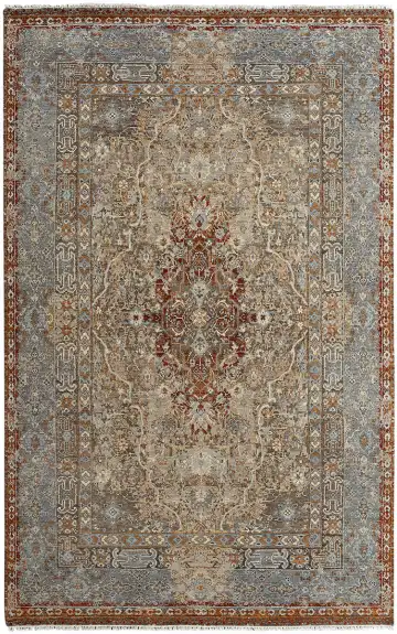Ковёр Bliss 12642 — голубой и красный, растительный рисунок