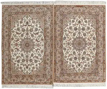 Ковёр Исфахан 12686 — кремовый и коричневый, в полоску