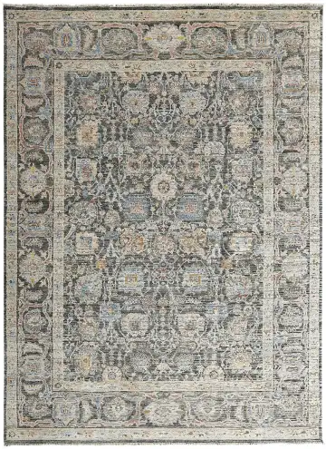 Ковёр Агра 12812 — кремовый и голубой, с медальоном