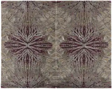 Ковёр Dazzle 12895 — серый и бордовый, с медальоном
