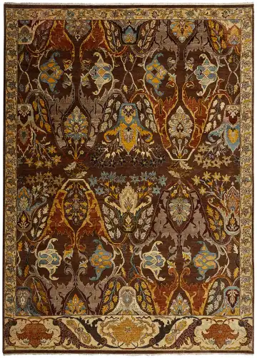Ковёр Bidjar 13168 — коричневый и красный, с медальоном