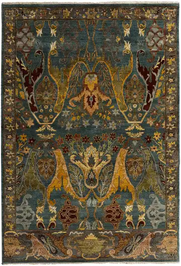 Ковёр Bidjar 13171 — голубой и красный, восточный орнамент