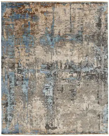 Ковёр Dazzle 13200 — голубой и коричневый, абстрактный рисунок