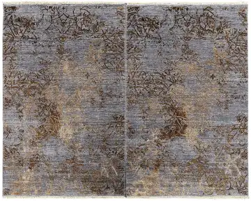Ковёр Illusion 13370 — голубой и коричневый, винтажный рисунок