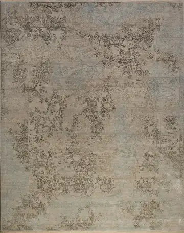 Ковёр Illusion 13549 — голубой и кремовый, винтажный рисунок