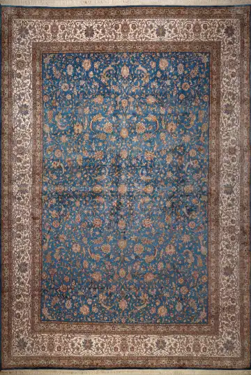 Ковёр Кашмир 13562 — синий и коричневый, растительный рисунок