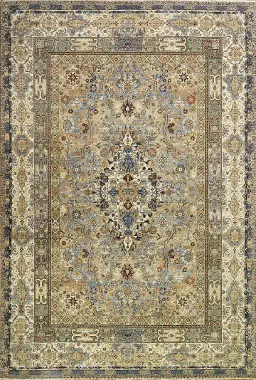 Ковёр Bliss 13936 — голубой и коричневый, с медальоном