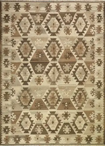 Ковёр Килим 14135 — коричневый и бежевый, геометрический рисунок