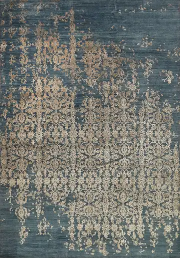 Ковёр Bliss 14150 — синий и золотистый, винтажный рисунок