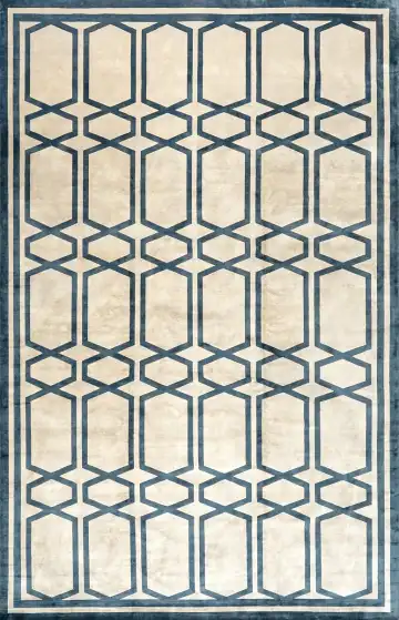 Ковёр Shape 14582 — синий и кремовый, геометрический рисунок