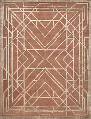 Ковёр Shape 14586 — терракотовый и кремовый, геометрический рисунок