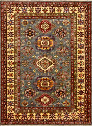 Ковёр Казах 14733 — синий и красный, с медальоном