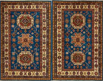 Ковёр Казах 14746 — синий и красный, с медальоном