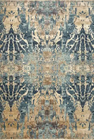 Ковёр Dazzle 14756 — синий и кремовый, с медальоном