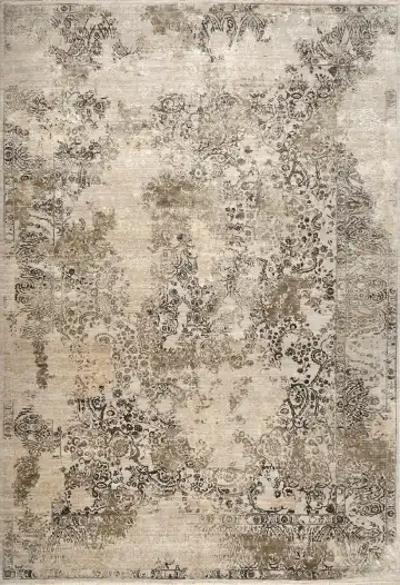 Ковёр Illusion 14769 — кремовый и коричневый, растительный рисунок