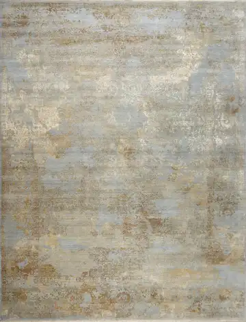 Ковёр Illusion 14780 — голубой и золотистый, винтажный рисунок