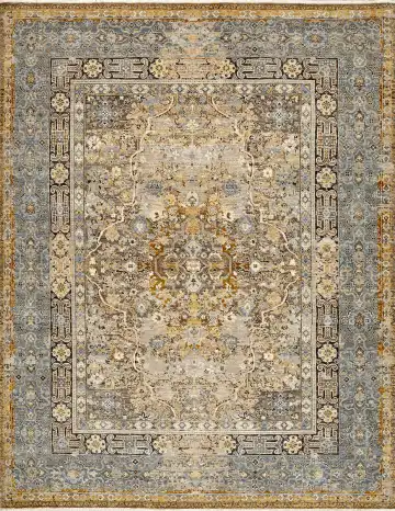 Ковёр Bliss 14886 — золотистый и коричневый, с медальоном